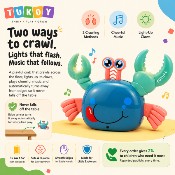 A001_3 Tukoy Climbing Crab feature panel: two crawling modes, music and lights
