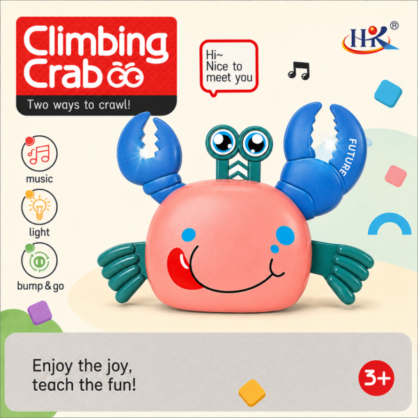 A001_4 Climbing Crab box showing the crab in pink and teal, ages 3 plus