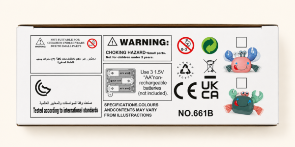 A001_6 Warning and battery panel on the Climbing Crab box
