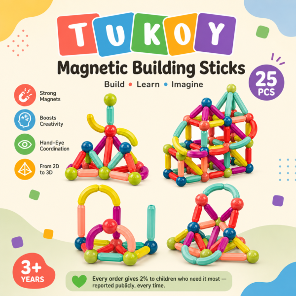 Tukoy Magnetic Building Sticks 25-piece box front