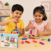Two children building with the 42-piece Tukoy magnetic sticks set