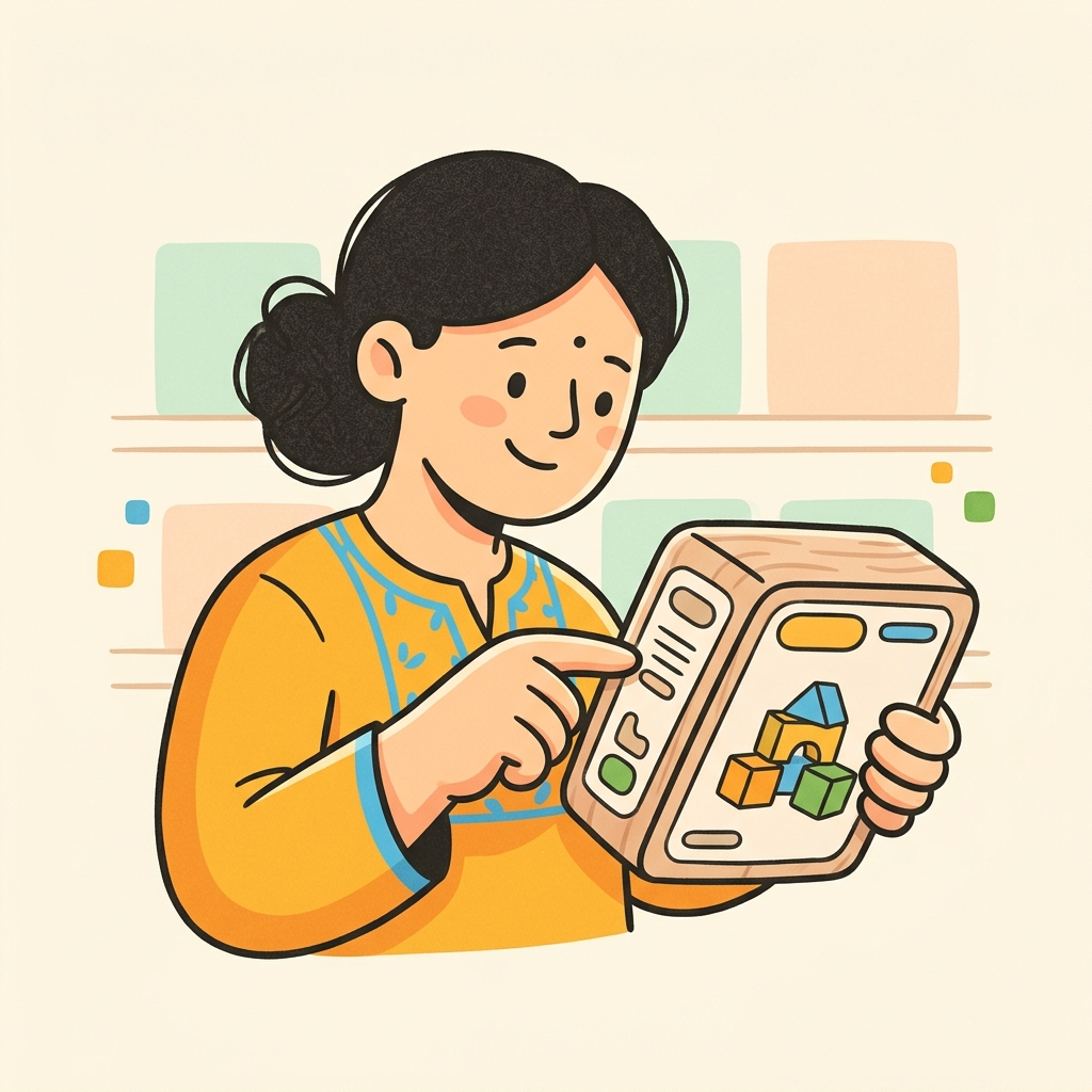 Parent checking toy safety certification before buying