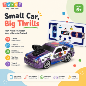 Mini Metal RC Racer — 1:64 Die-Cast Car with App & Remote Control