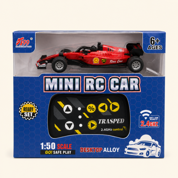 RC002_1 Mini RC Car box showing the red formula car and remote