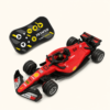 RC002_7 Red Formula-style mini RC race car with its 2.4GHz remote