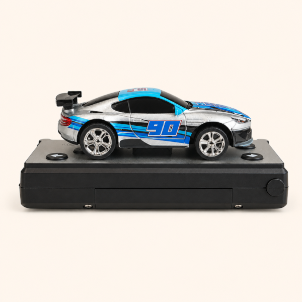 RC003_6 Mini RC race car on its base seen from the front