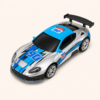 RC003_7 Blue mini RC race car seen from the front three-quarter angle