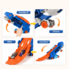 A009 7 Step-by-step panel showing how the dinosaur truck transforms