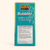 Side of the Bubblitz box with battery instructions