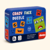 A018 4 Crazy Face Puzzle tin lid showing the matching face tiles