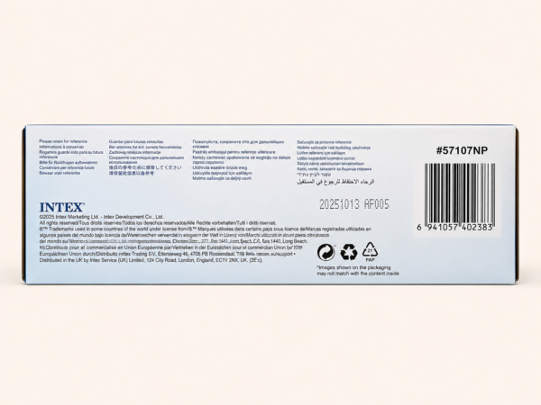 Back of the Intex baby pool box with barcode and product details