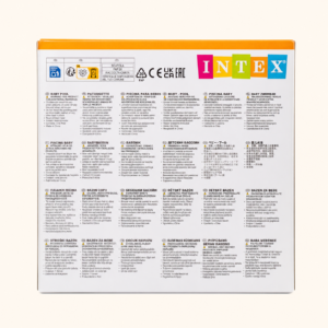 Multi-language instruction panel on the Intex baby pool box