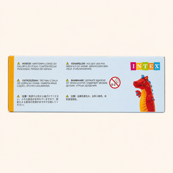 Warning panel from the Intex Dragon Bop Bag box