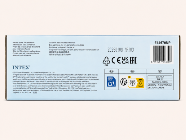 Back of the Intex Dragon Bop Bag box with certification marks