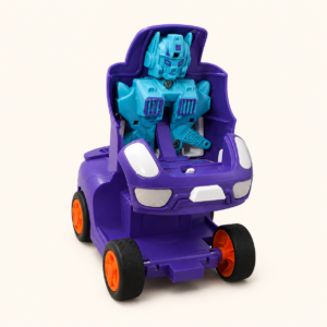 The race car opened up to reveal the robot figure seated inside