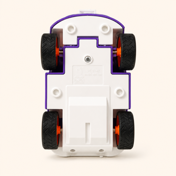 A034 4 Underside of the transforming race car showing the free-wheeling wheels