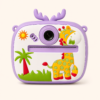 Purple deer-shaped kids digital camera with a large lens and viewfinder