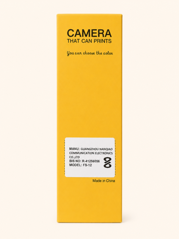 Side of the kids instant print camera box