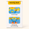 Side of the Duck Funny box showing the colourful lights and swinging arms