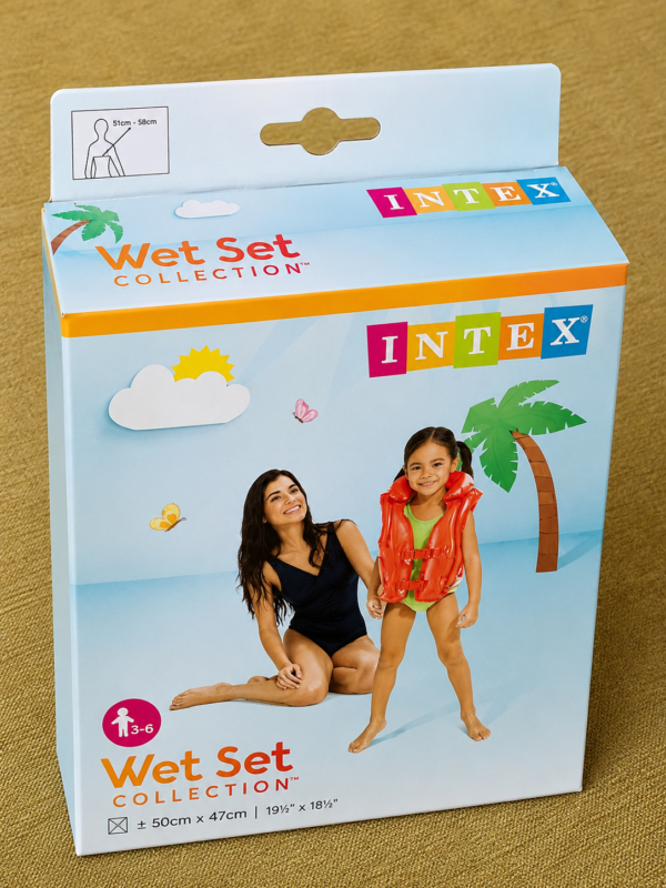 A039 5 Intex Wet Set Collection swim vest box photographed from the side