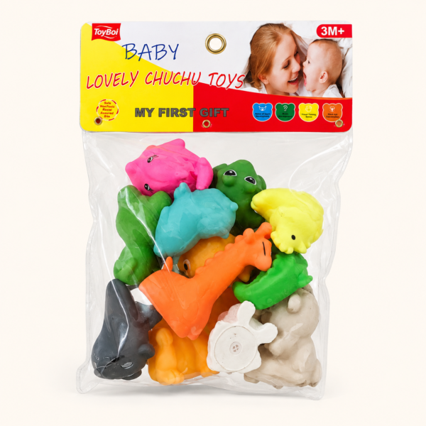A042 1 Baby Lovely Chuchu Toys 12-piece squeeze bath toy set in its retail pack